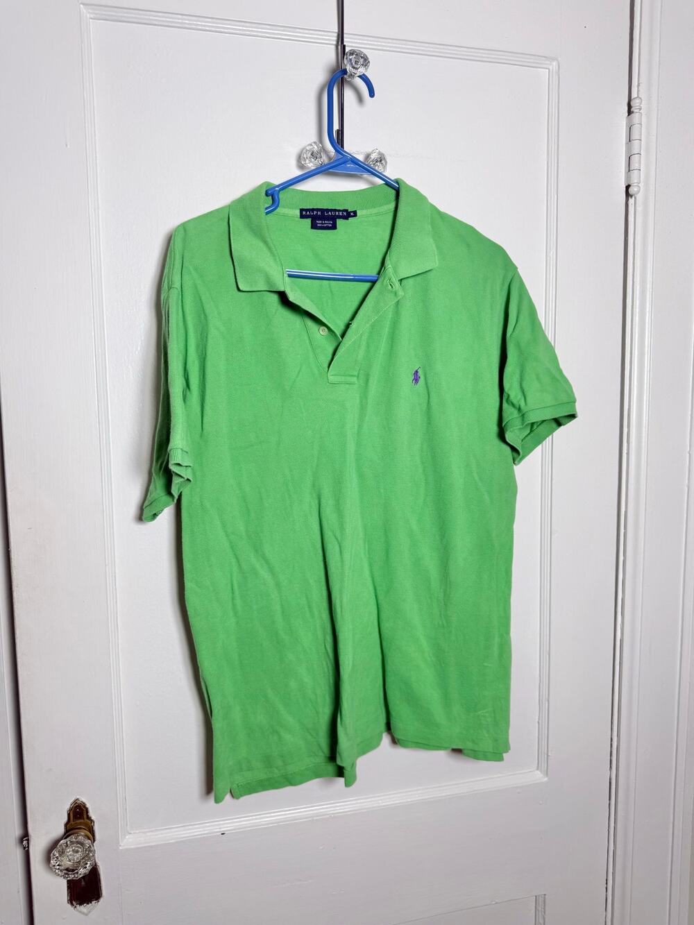 Ralph Lauren Polo Shirt Men XL Green Purple Pony 100% Cotton Preppy Golf